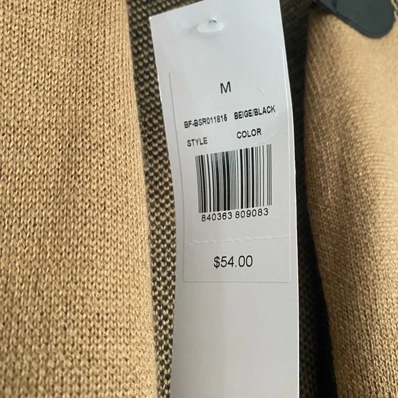 BIRCH NY Beige & Black Colorblock Cardigan - NWT Size Medium - Gold Clasp - Picture 3 of 5